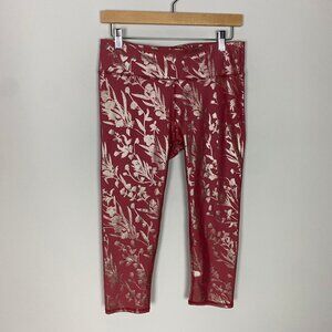 Fabletics Salar Capri Terracotta Winding Vine Cropped Leggings Womens M Pink